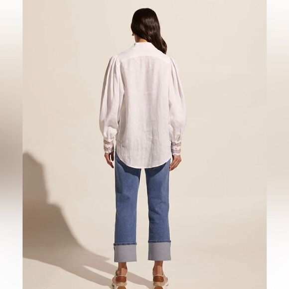 NWT Zoe Kratzmann 100% linen embroidered blouse - Picture 4 of 15